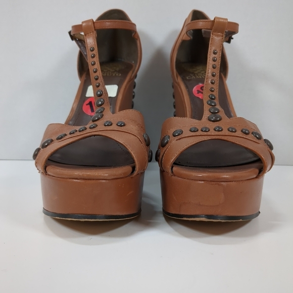 Vince Camuto brown studded wedge sandals, size 10 - Picture 3 of 12